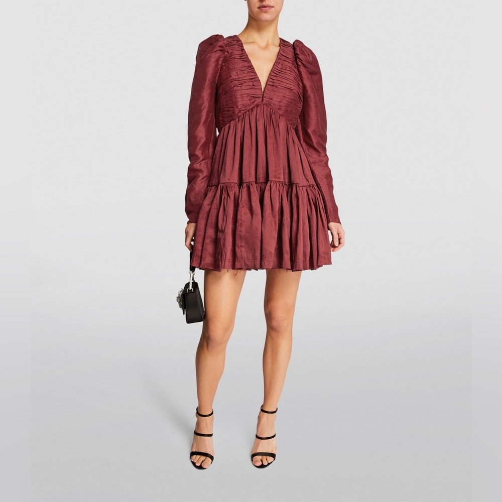 Aje Impasto Ruched Dress Size 8 (AUS) NWT Maroon